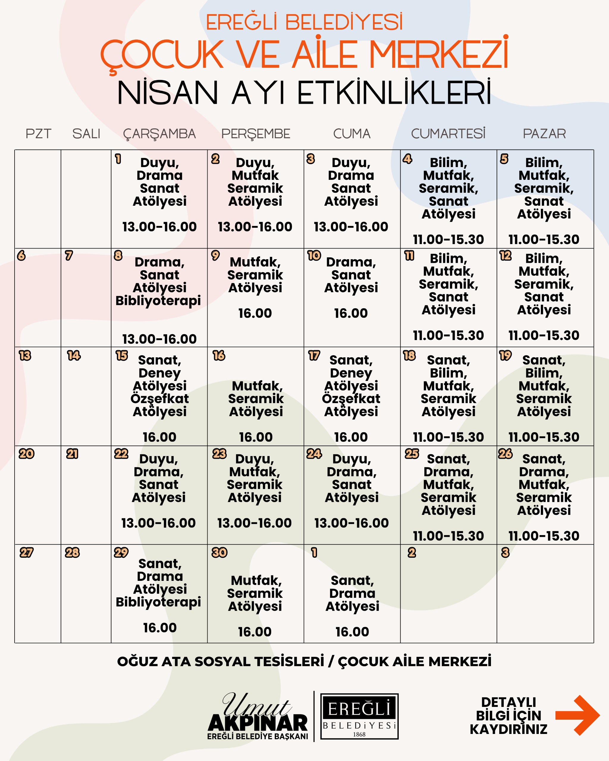 Çocuk Aile Merkezi Nisan Ayı Atölyeleri