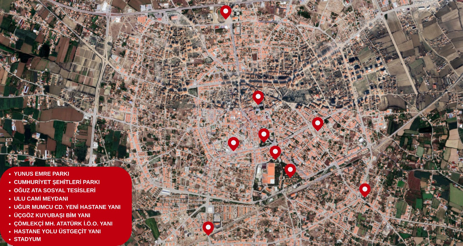 Mobil Atık Getirme Merkezi Konteynerlerinin Harita Üzerinde Yerleri